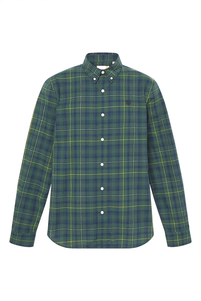 TIMBERLAND ΠΟΥΚΑΜΙΣΟ BUTTON DOWN ΚΑΡΩ SLIM FIT COMFORT STRETCH ΠΡΑΣΙΝΟ-ΜΠΛΕ
