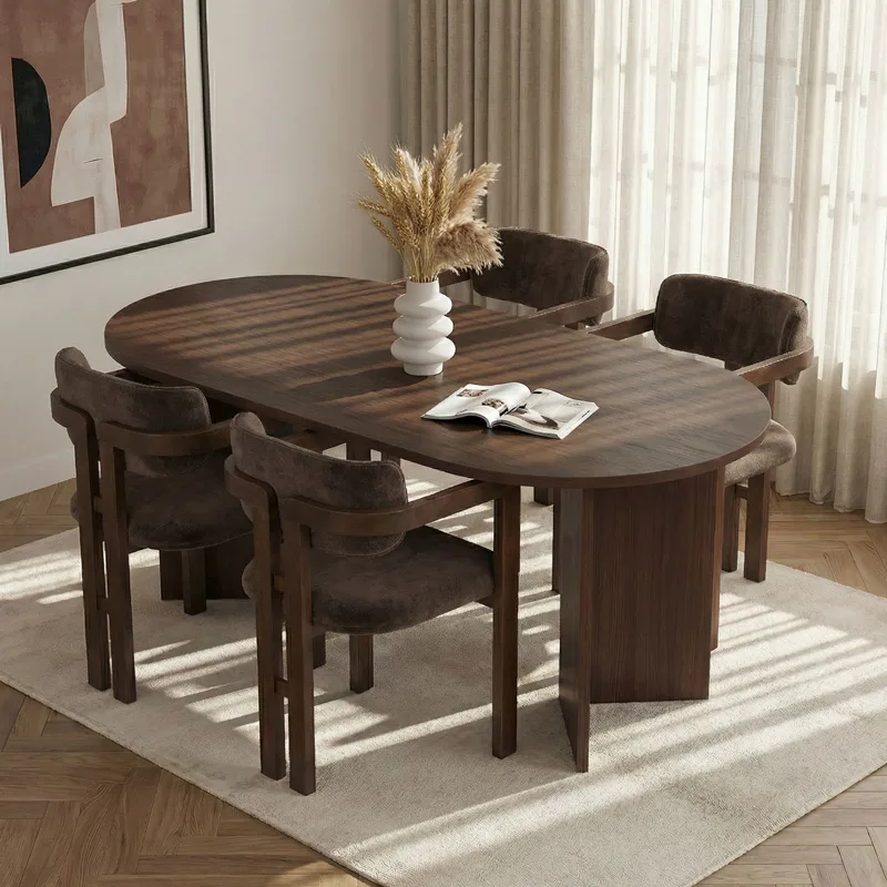 Σετ Τραπεζαρίας Με Καρέκλες 5 Τεμαχίων Meridia 4 - Milano Walnut, Dark Walnut, Brown 266Arc1504 (180x75x90)