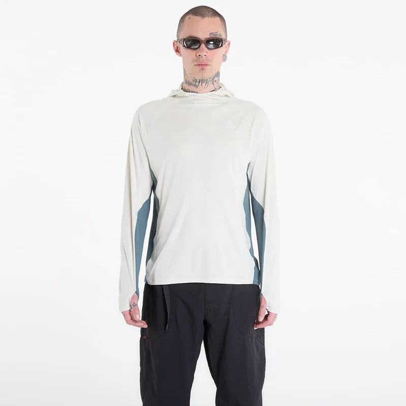 T-shirt Nike ACG "Solar Chase" Men's Dri-FIT UV Long-Sleeve Hooded Top Sea Glass/ Mineral Slate/ Summit White L