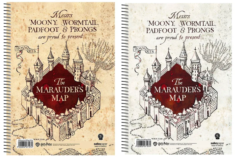Τετράδιο σπιράλ ριγέ 2 θέματα/60 φύλλα 21x29 Salko Harry Potter the Marauder's Map (2 σχέδια)