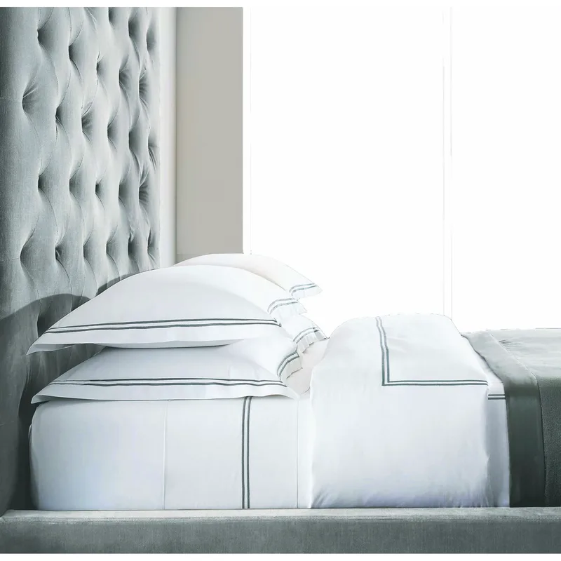 Σετ Σεντόνια Βαμβακοσατέν King 260x270εκ. Bar 10 White-Grey Makis Tselios (Ύφασμα: Βαμβακοσατέν, Τύπος κατωσέντονου: Χωρίς Λάστιχο, Χρώμα: Λευκό, Μέγεθος: King Size) - Makis Tselios - 901040123456
