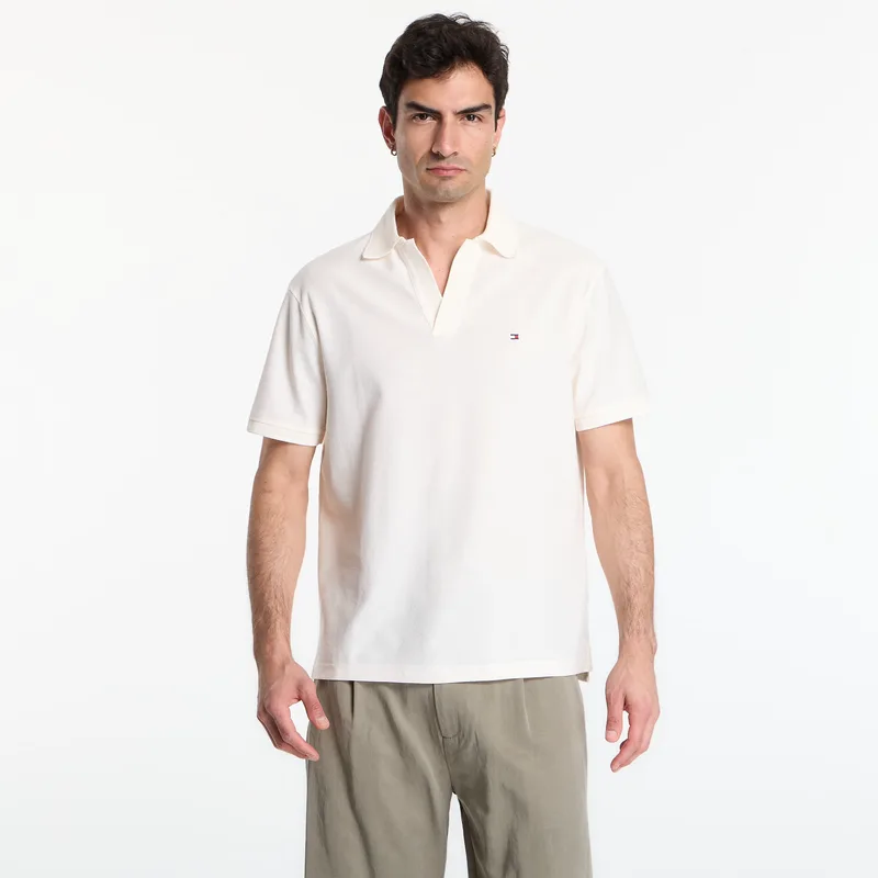 T-shirt Tommy Hilfiger V Neck Crepe Classic Polo Tee Ivory Petal L