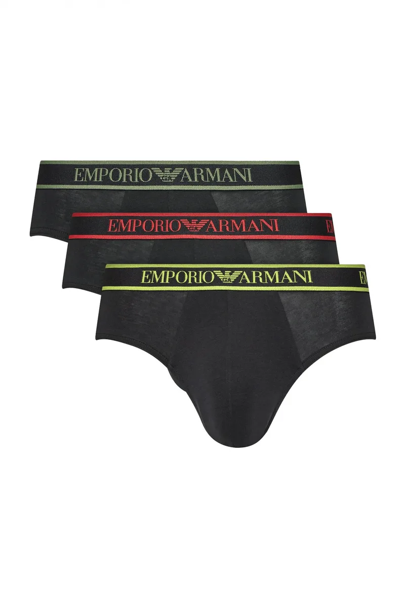 EMPORIO ARMANI ΕΣΩΡΟΥΧΑ 3PACK BRIEF COTTON STRETCH ΜΑΥΡΟ