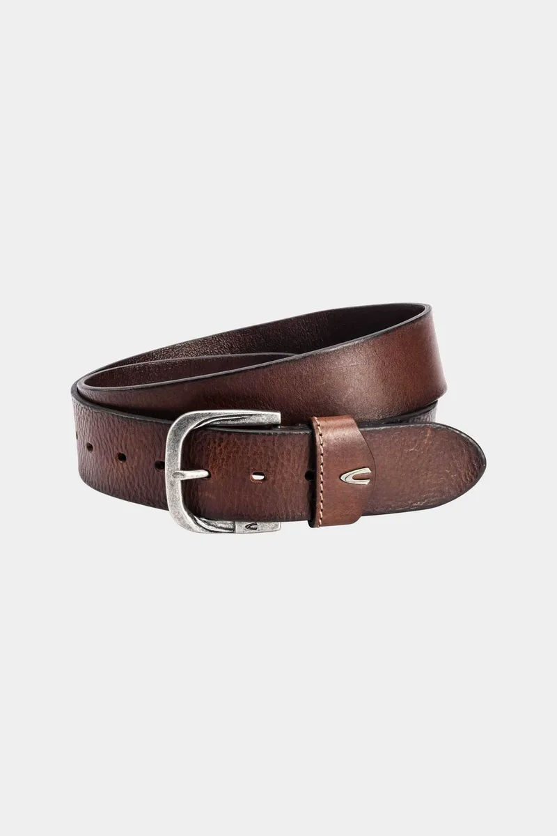 Camel Active ανδρική δερμάτινη ζώνη με μεταλλική αγκράφα και monogram - C261NOS-402060-9B06 Καφέ