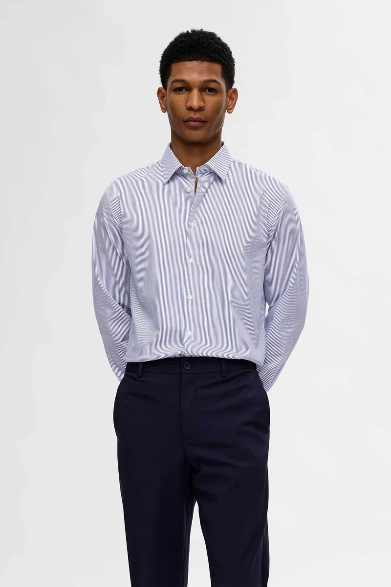 Selected ανδρικό πουκάμισο Slim Fit - 16092939 Μπλε Ανοιχτό