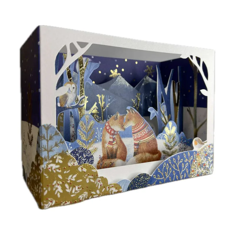 Pictura Xmas 3D Αναδυόμενη Κάρτα Κουτί Aλεπουδάκια με Πλεκτά PI22017