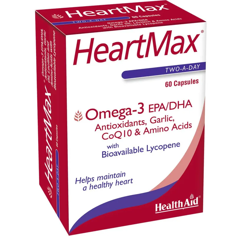 Health Aid HeartMax Συμπλήρωμα Διατροφής Ω3 Λιπαρών Οξέων, Λάδι Σκόρδου, Ενζύμων & Μετάλλων για την Καλή Λειτουργία της Καρδιάς & Ολοκληρωμένη Προστασία του Καρδιαγγειακού Συστήματος 60caps