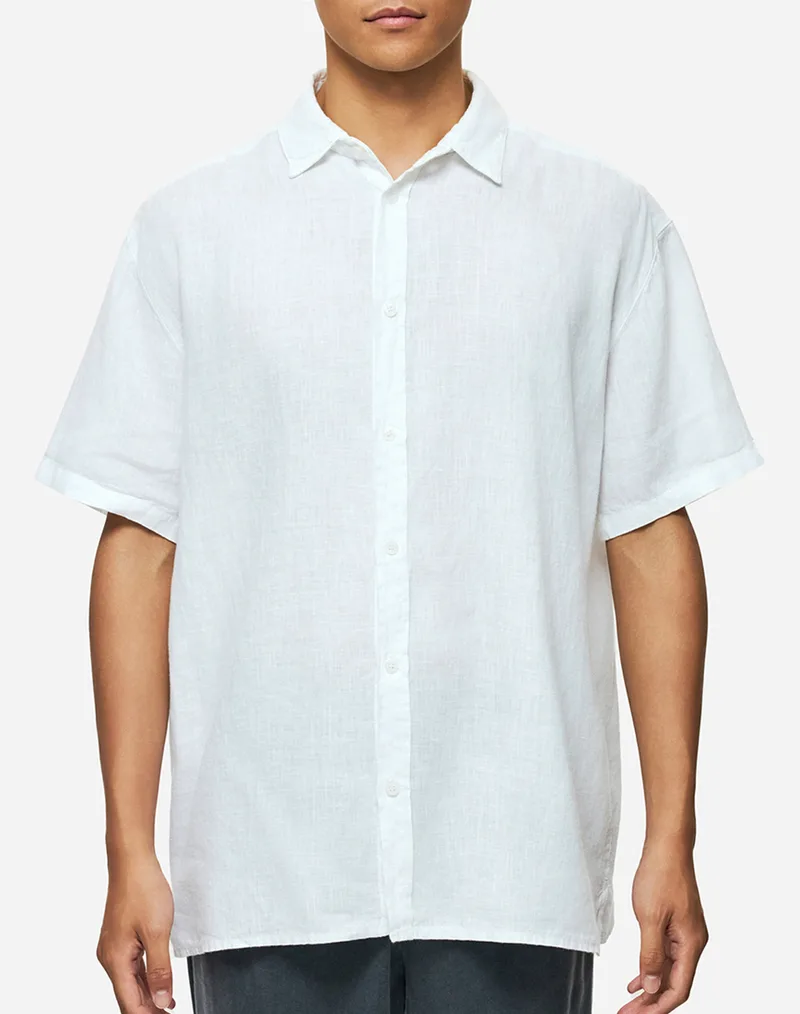 DIRTY LAUNDRY SHORTSLEEVE LINEN SHIRT DLMS000153-WHITE White