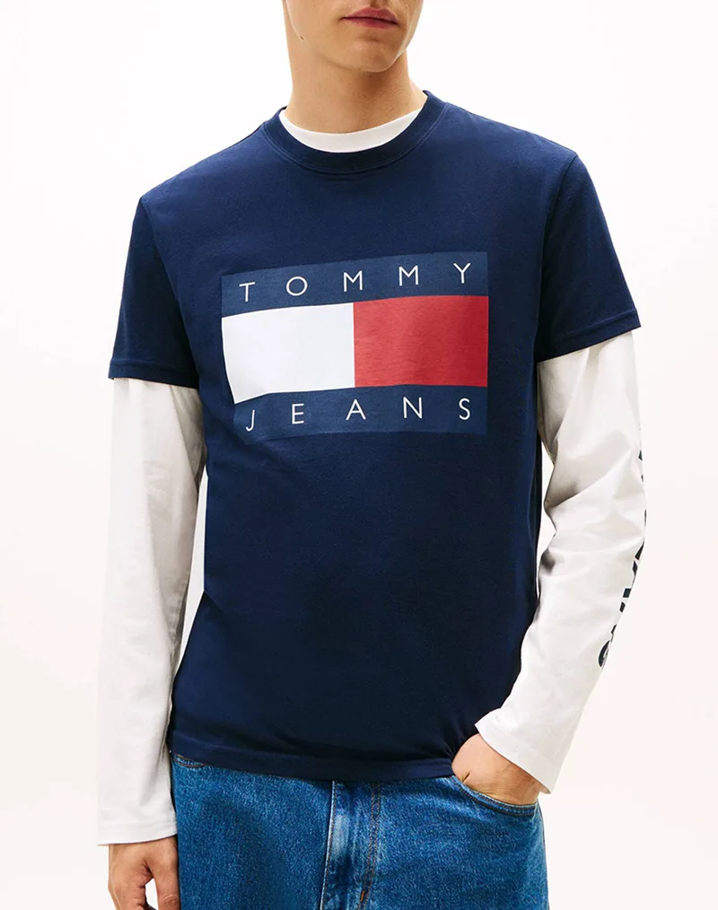 TOMMY JEANS TJM REG BIG FLAG SS TEE EXT DM0DM22645-C1G NavyBlue