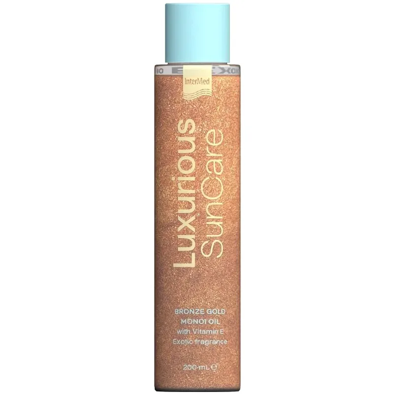 Luxurious Sun Care Bronze Χρυσό Monoi Oil With Vitamin E Ενυδατικό Λάδι για Έντονο Μαύρισμα με Εξωτικό Άρωμα 200ml