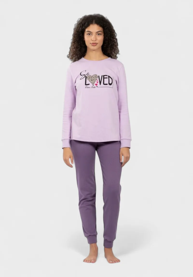 Γυναικεία Πιτζάμα So Loved 100% Βαμβακερή Λιλά Nina Club NC26630-1-Λιλά