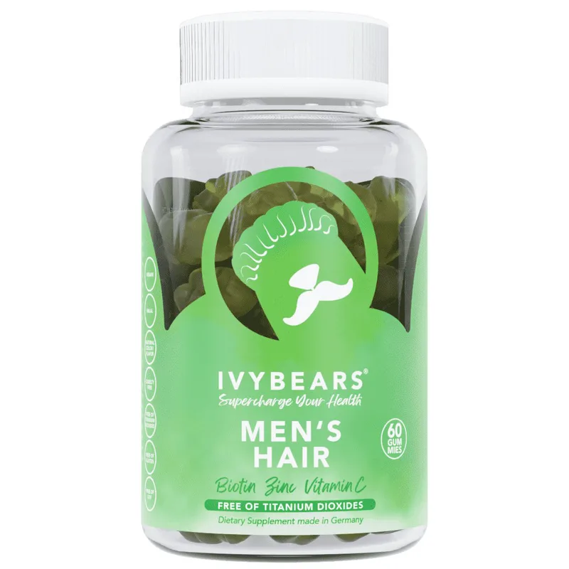 IvyBears Men's Hair Συμπλήρωμα Διατροφής Φόρμουλας Βιταμινών & Μετάλλων για Λαμπερά, Δυνατά Γεμάτα Ζωντάνια Μαλλιά σε Άνδρες με Φυσική Γεύση 60 Ζελεδάκια