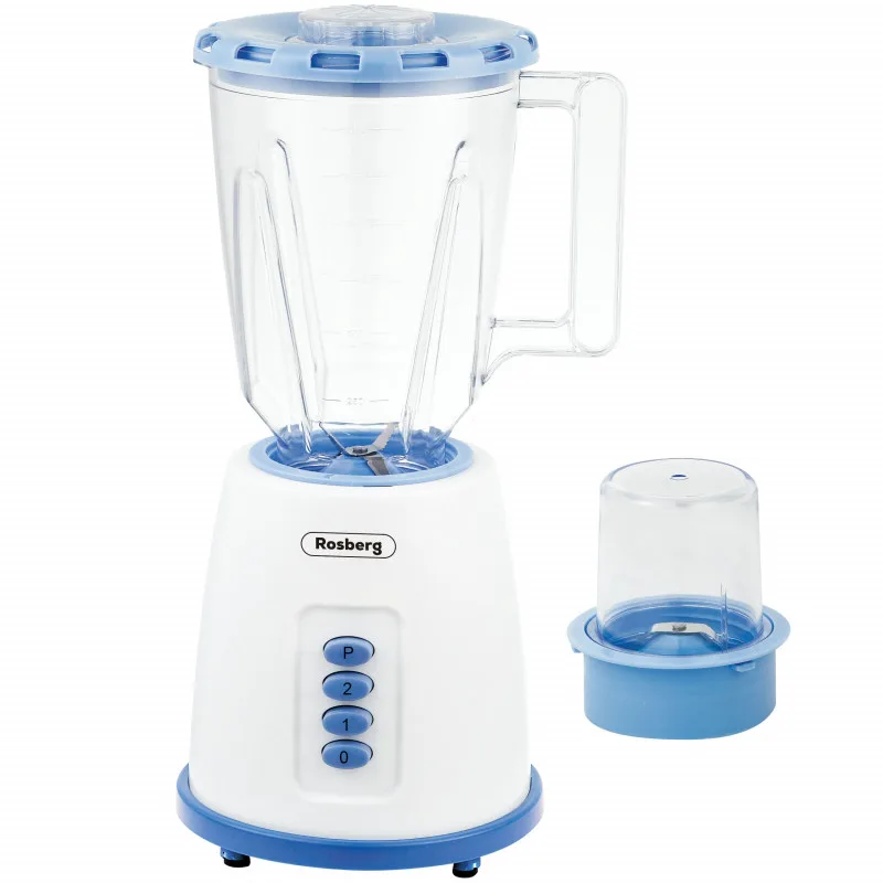 Μπλέντερ και μύλος άλεσης Rosberg R51162B, 500W, 2 ταχύτητες+λειτουργία pulse, Μπλε/λευκό
