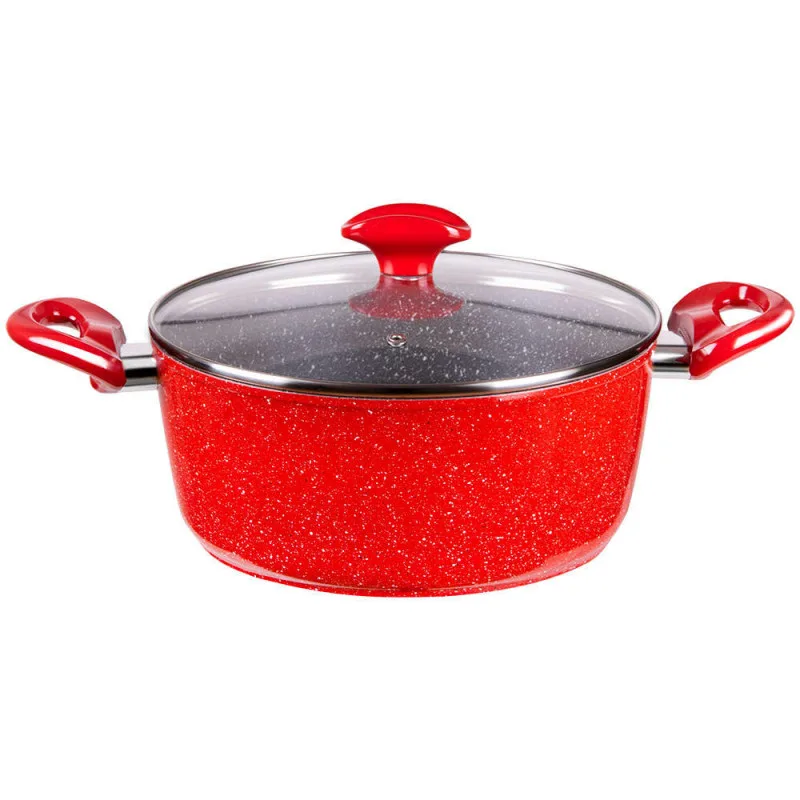 Κατσαρόλα Oliver Voltz OV54418A20, 20 cm, 2,2l, Μαρμάρινη Επίστρωση, Επαγωγή, Κόκκινο