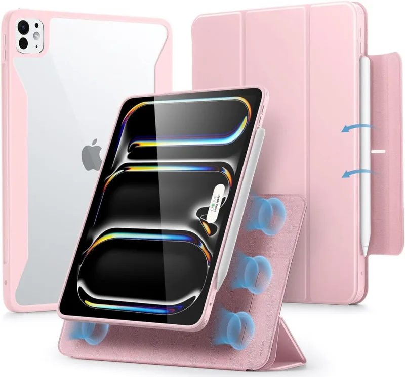Μαγνητική Θήκη με Υποδοχή Apple Pencil - Apple iPad Pro 13" 2025 / 2024 - ESR Rebound Hybrid 360 - Ροζ (4894240193778)