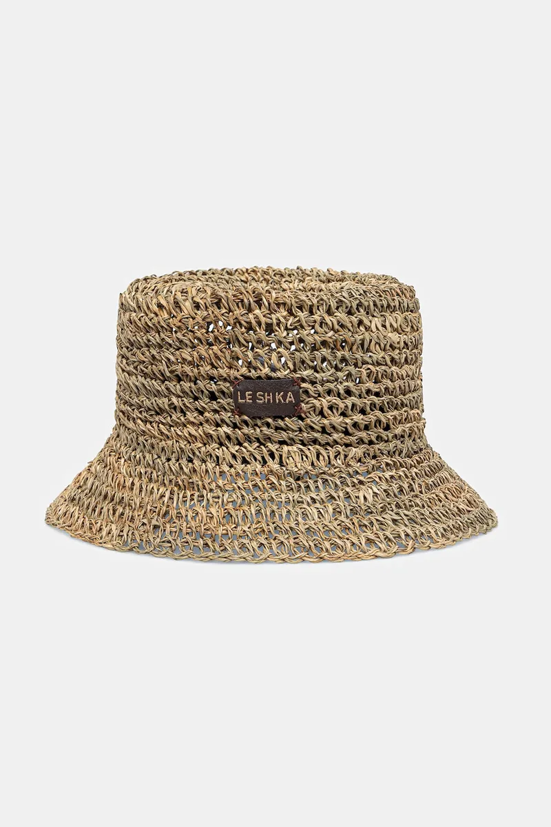 LE SH KA ψάθινο καπέλο γυναικείο πλεγμένο Straw Bucket Hat vol2