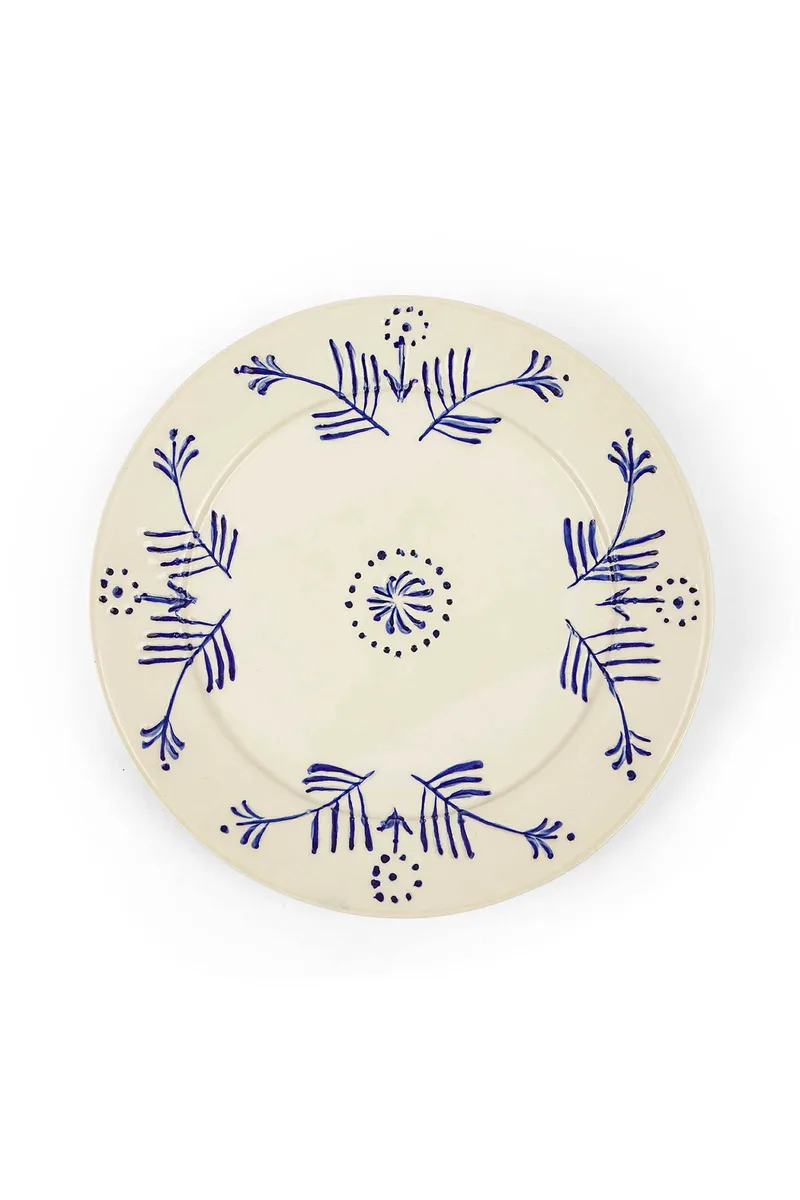 Coincasa κεραμικό πιάτο φαγητού με flower μοτίβο 28 cm - 007358680 Μπλε