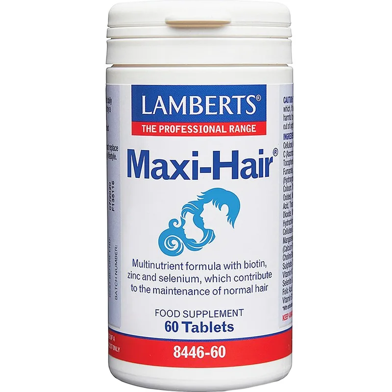 Lamberts Maxi-Hair New Formula Συμπλήρωμα Διατροφής με Βιοτίνη, Σελήνιο & Συνδυασμό Μικροθρεπτικών Συστατικών για την Καλή Υγεία των Μαλλιών με Αντιοξειδωτικές Ιδιότητες 60tabs