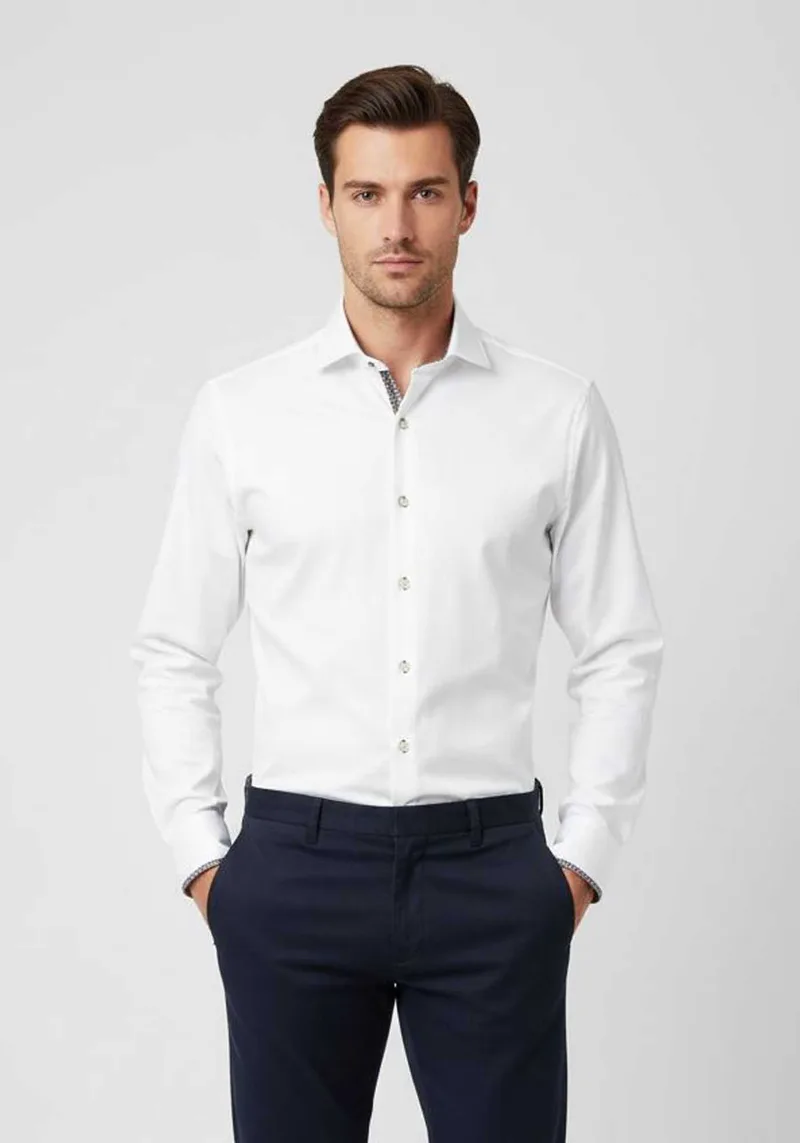 Bugatti Πουκάμισο Print - 9350 18509E 10 White
