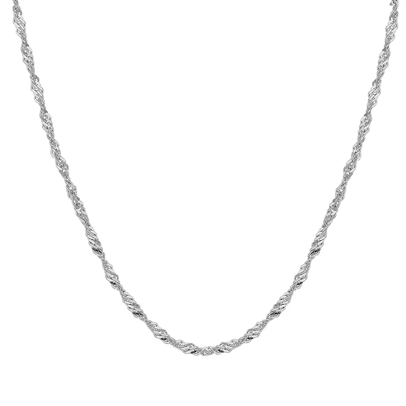 JT Unisex ατσάλινη αλυσίδα λαιμού στριφτή Σιγκαπούρη 1.8mm Ασημί
