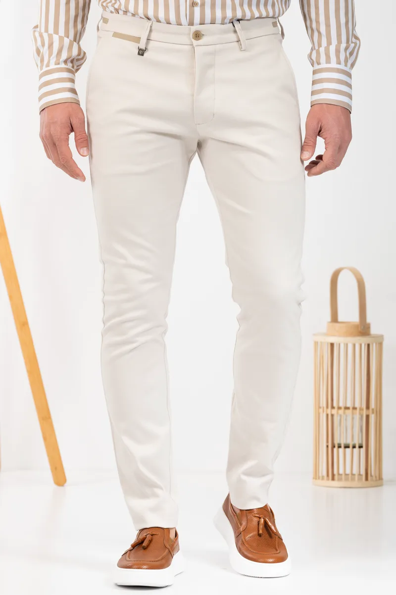 Vittorio Ανδρικό Παντελόνι Chinos 500-24-COMO Stone Εκρού