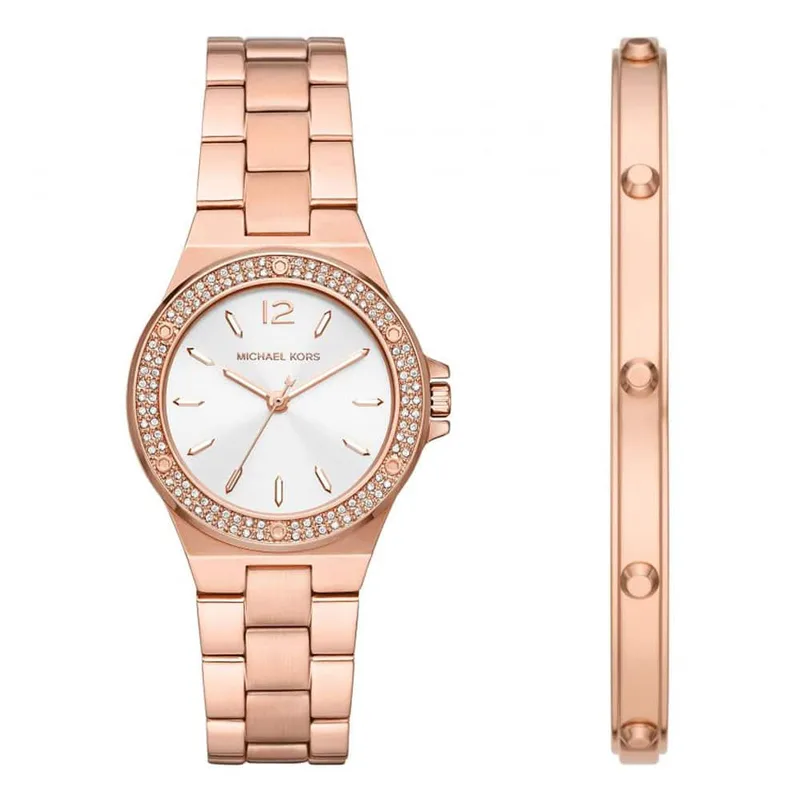 MICHAEL KORS Lennox Gift Set Rose Χρυσό case with Stainless Steel Bracelet MK1073SET