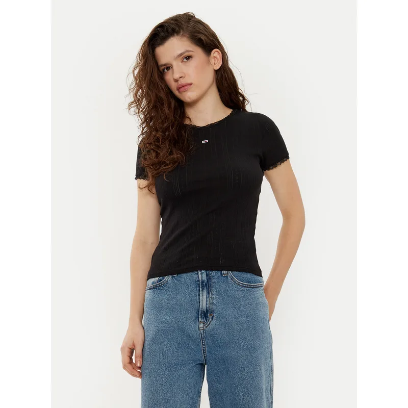 Tommy Jeans T-Shirt DW0DW19493 Μαύρο Slim Fit
