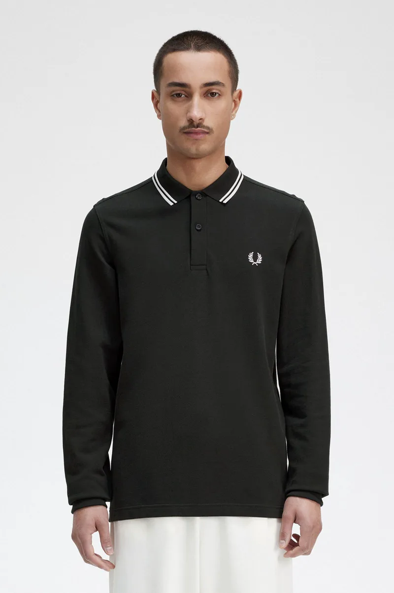 Fred Perry Ανδρική Μπλούζα Ls Twin Tipped Polo M3636-T50 Πράσινο