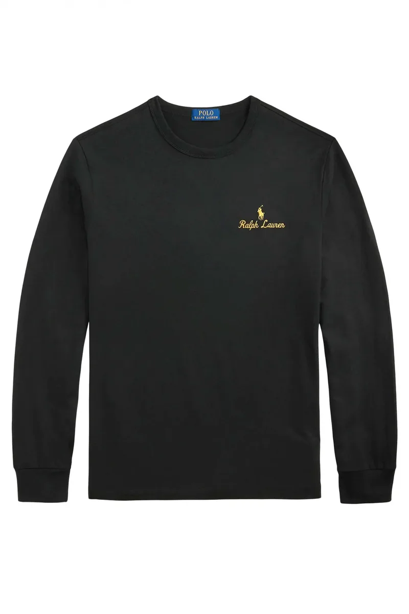 RALPH LAUREN T-SHIRT GOLD LOGO ΜΑΥΡΟ