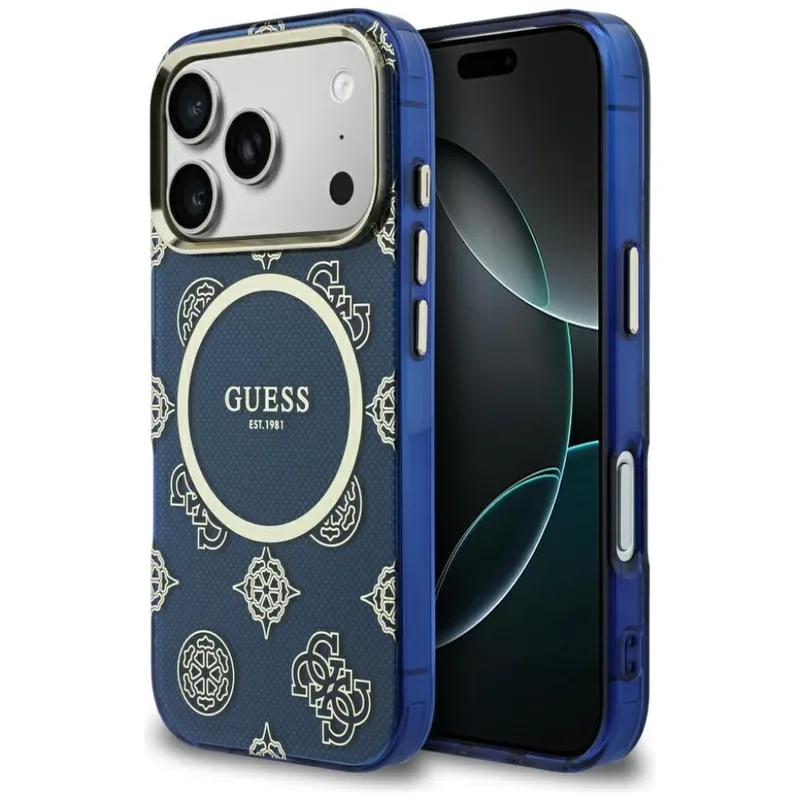 Θήκη Guess IML Peony Dot Magsafe Blue iPhone 17 Pro Max