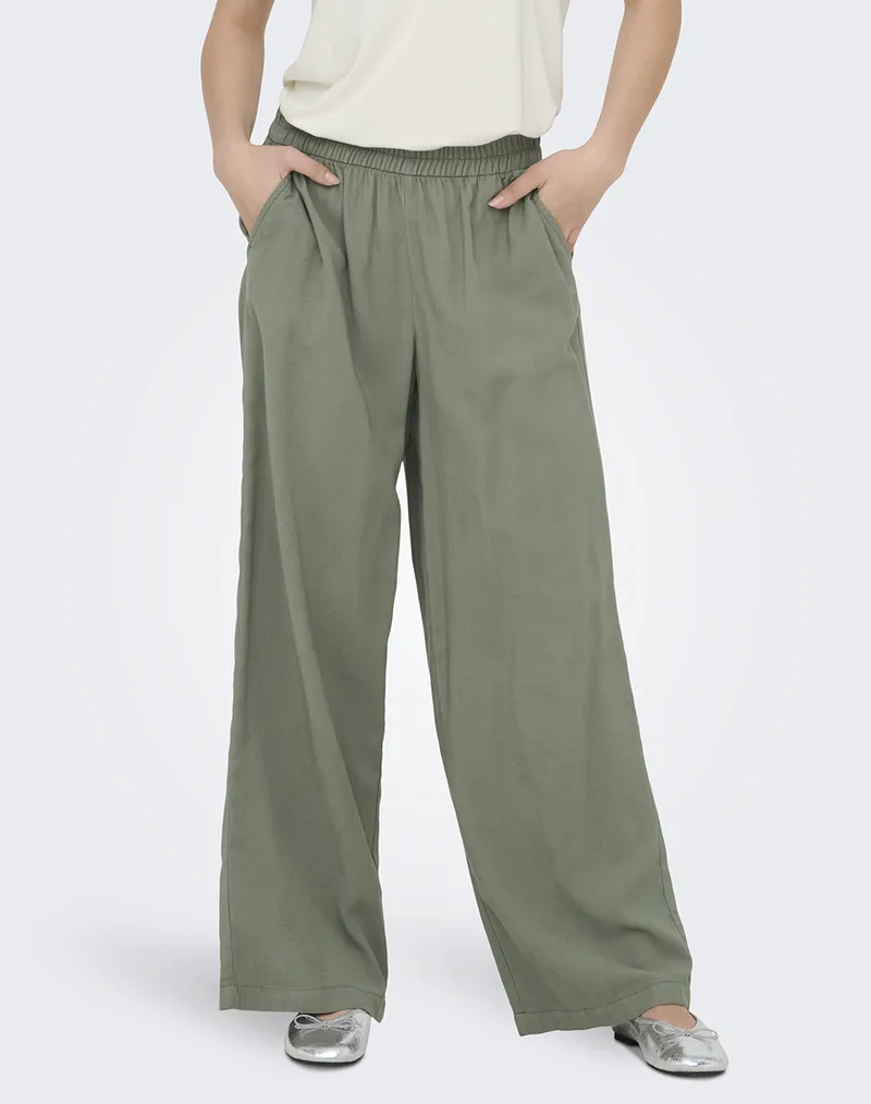 ONLY ONLARIS LIFE HW PULL-UP PANT WVN NOOS 15337956-Smokey Olive Olive