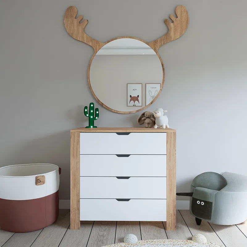 Συρταριέρα Κρεβατοκάμαρας Nisan 1600-026 - White, Walnut 350Mwd1106 (90x85x42)