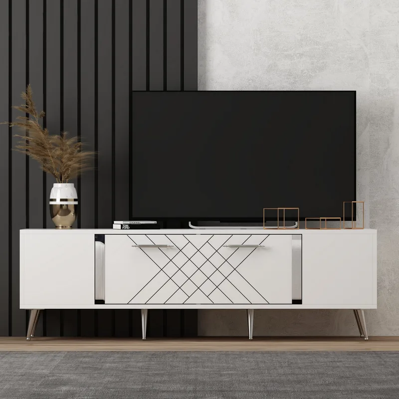 Βάση Τηλεόρασης Detas - White, Silver 475Olv1137 (150x48,2x35)