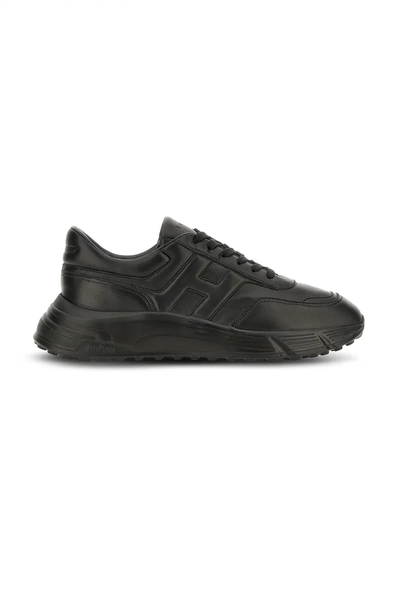 HOGAN ΠΑΠΟΥΤΣΙΑ SNEAKERS HYPERLIGHT ALLACCIATO H ΔΕΡΜΑ ΜΑΥΡΟ
