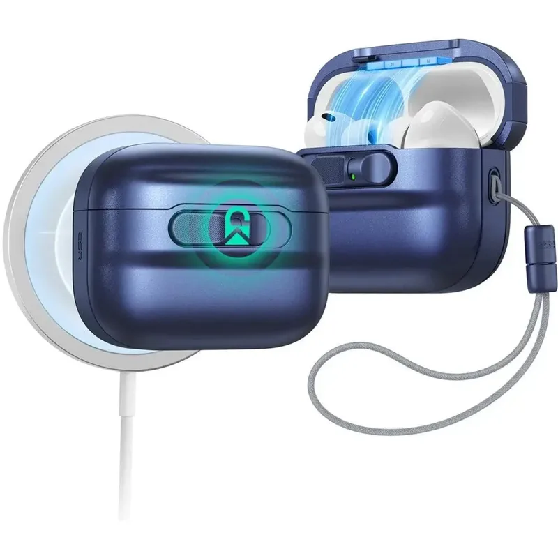 Θήκη AirPods Pro 3rd Gen ESR Pulse FlickLock Magnetic Case με MagSafe & Λουράκι Χειρός - Dark Blue (4894240292075)