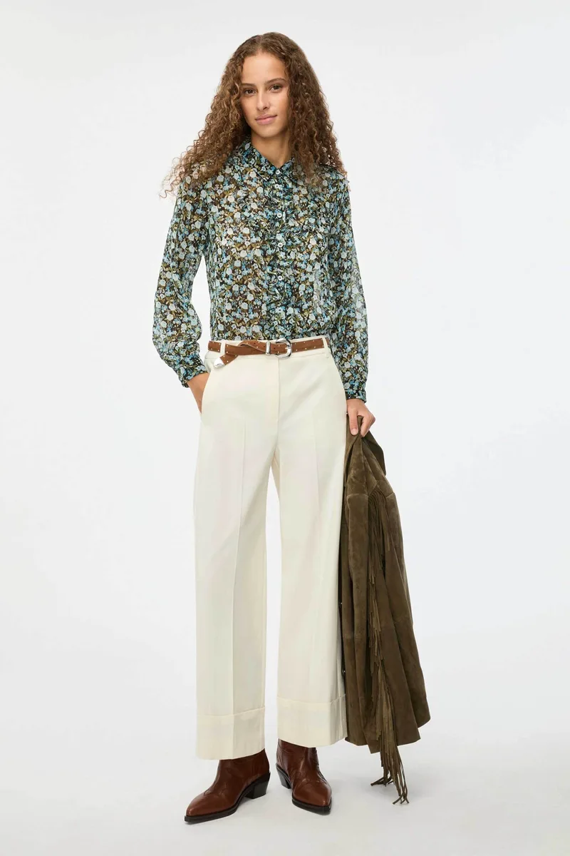 iBlues γυναικείο παντελόνι Wide Leg "Iblscacco" - 2617131091 Λευκό