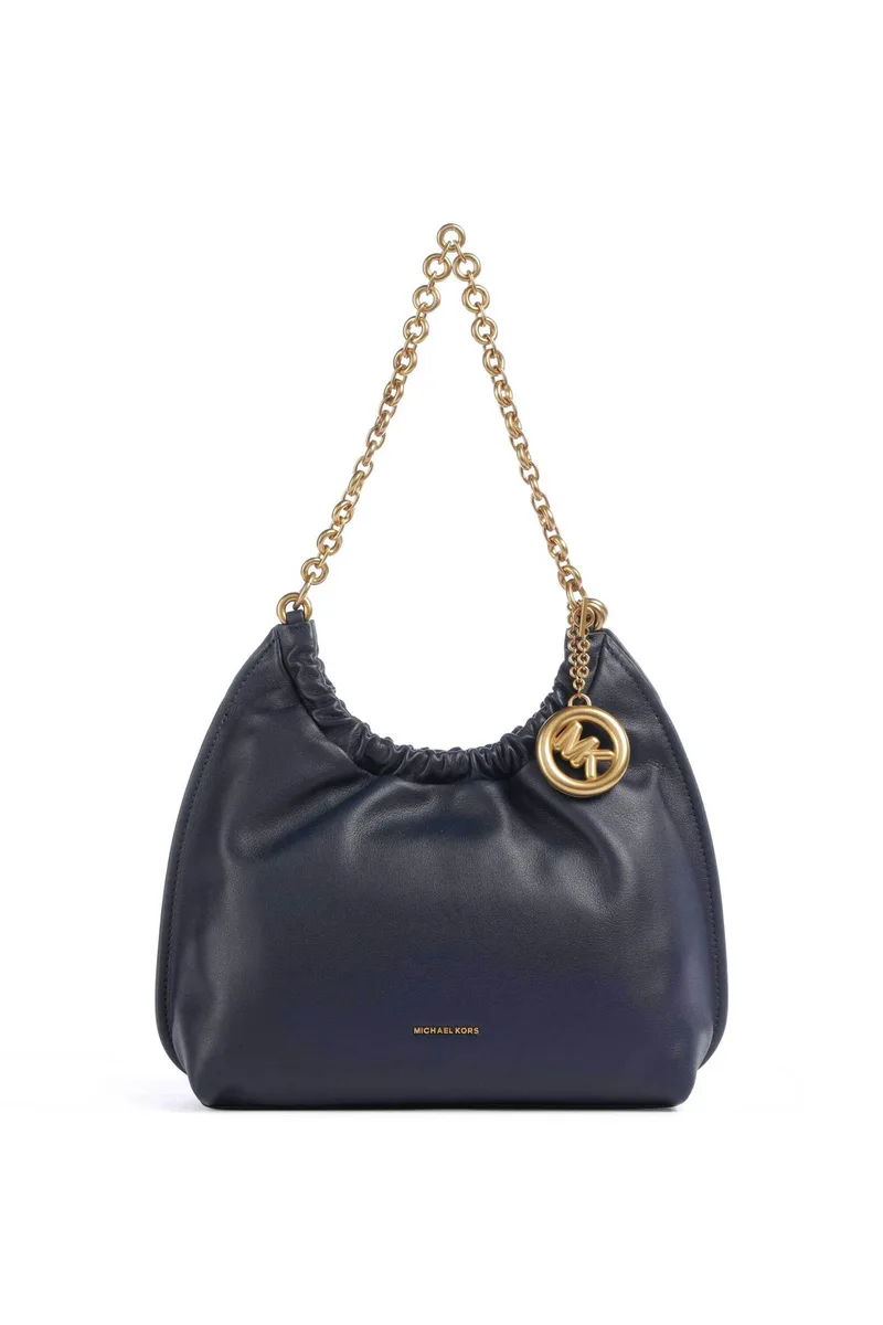 Michael Kors γυναικεία δερμάτινη τσάντα hobo "Indie Small" - 32S6A50C6L Μπλε Σκούρο