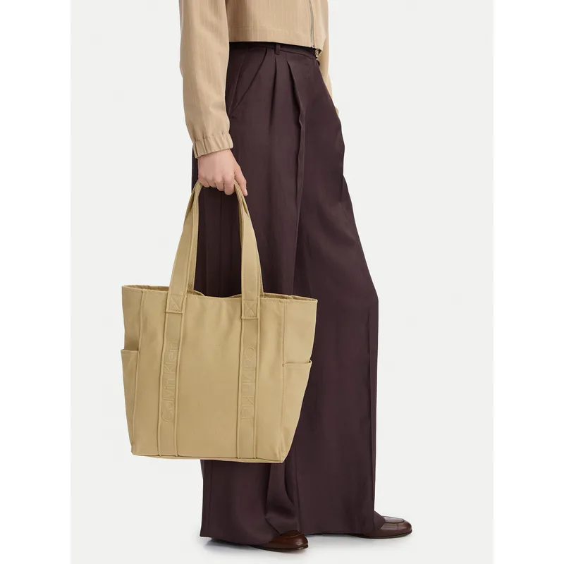Τσάντα Calvin Klein Webbing Strap Canvas Tote LV04F3463G Μπεζ