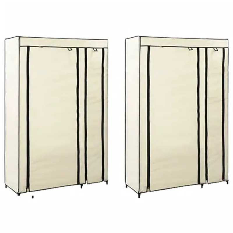 vidaXL Πτυσσόμενες Ντουλάπες 2 τεμ. Κρεμ 110x45x175 εκ. από Ύφασμα