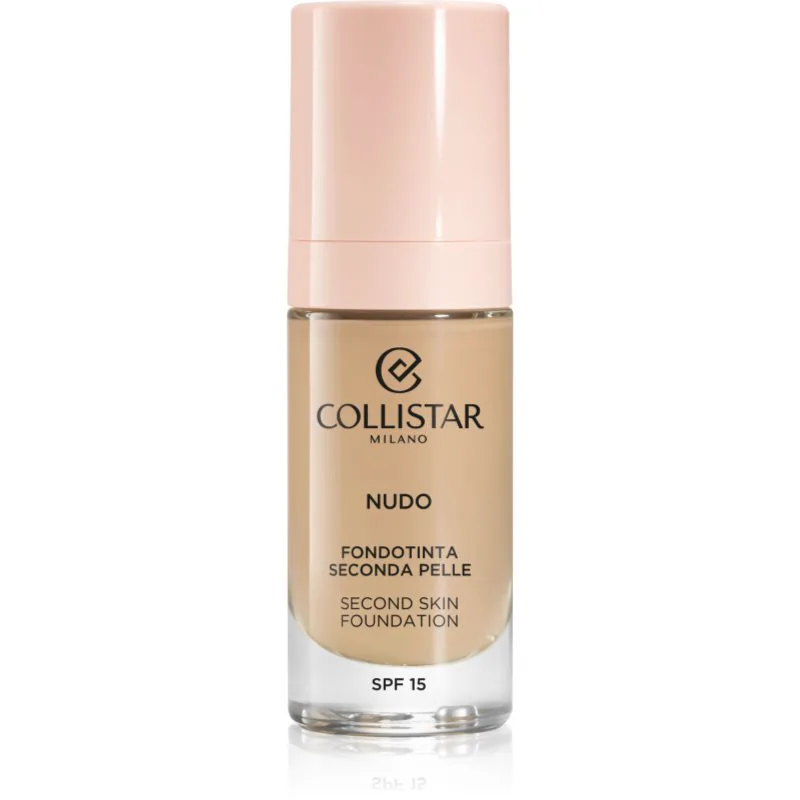 Collistar NUDO Second Skin Foundation SPF 15 λαμπρυντικό ενυδατικό μεικ απ με λειαντικό αποτέλεσμα απόχρωση 2G Μπεζ Dorato 30 ml