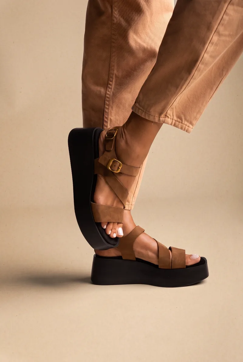 TFP Flatform Sandals Ankle Strap - 2010 or 2021 - Μόκα Σουέντ