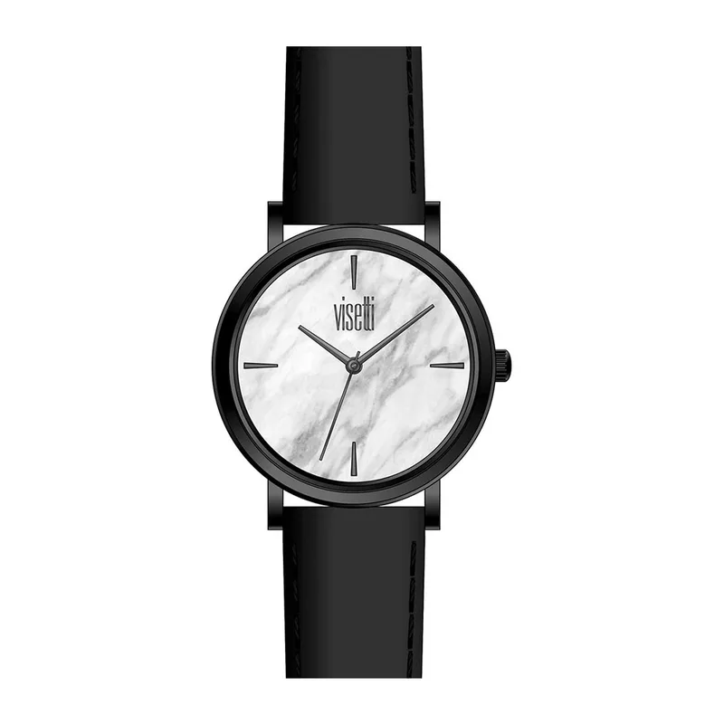 VISETTI Mar Bling Black Leather Strap ZE-911BW
