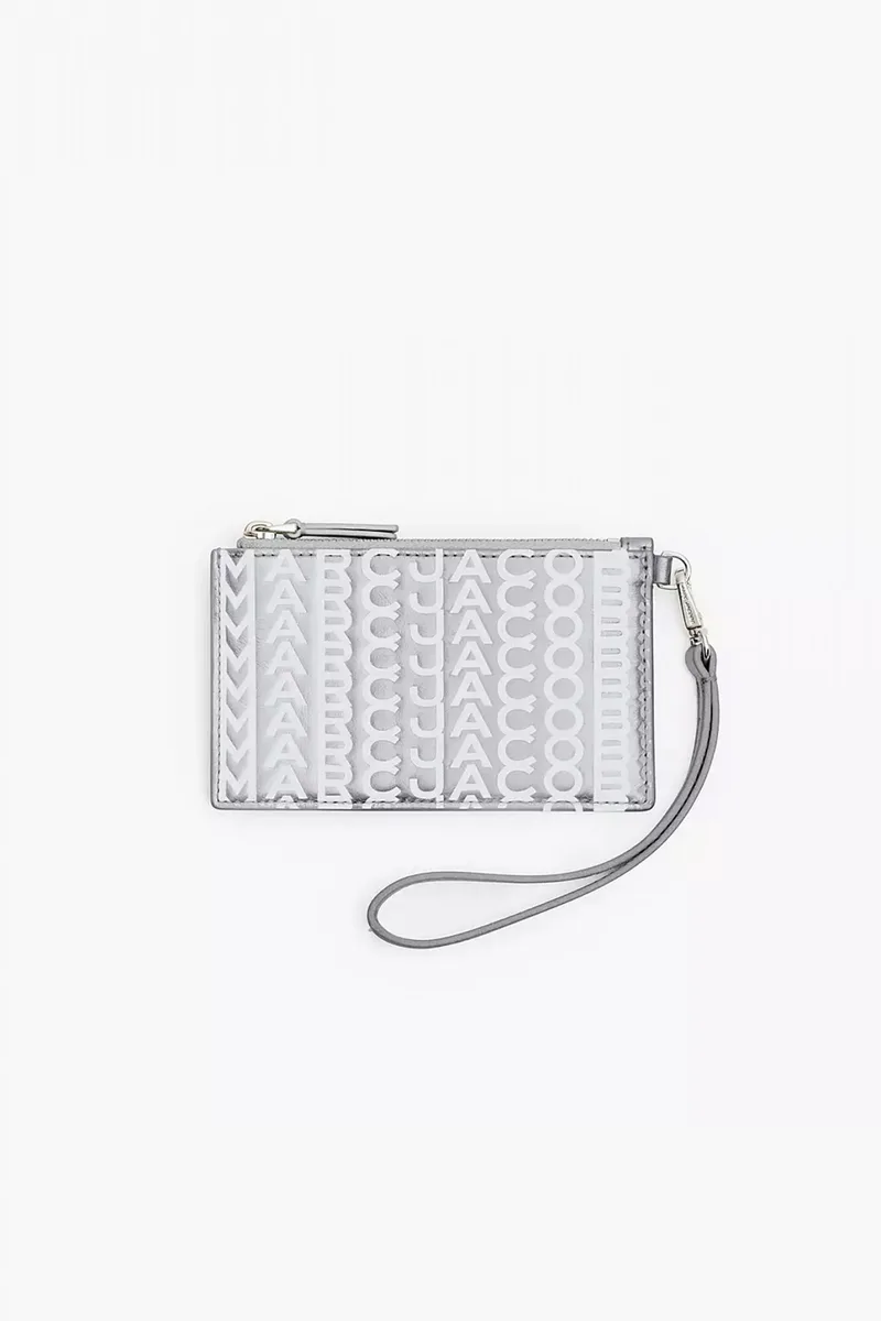 MARC JACOBS ΠΟΡΤΟΦΟΛΙ THE MINI COMPACT ALL OVER LOGO ΛΕΥΚΟ/ΑΣΗΜΙ