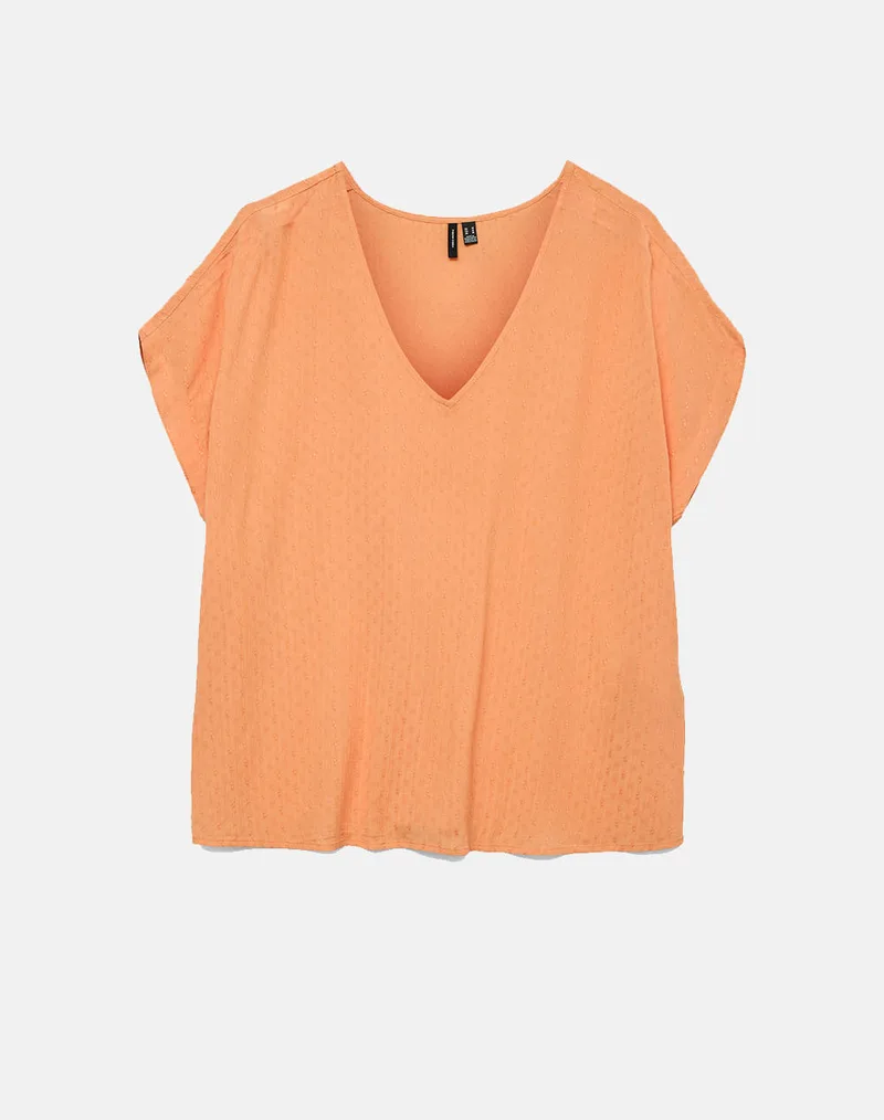 VERO MODA VMGABBI SS V-NECK TOP WVN GA 10324560-Copper Tan Πορτοκαλί