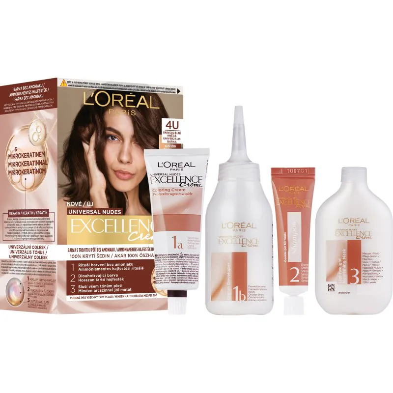 L’Oréal Paris Excellence Universal Nudes μόνιμη βαφή μαλλιών απόχρωση 4U 1 τμχ