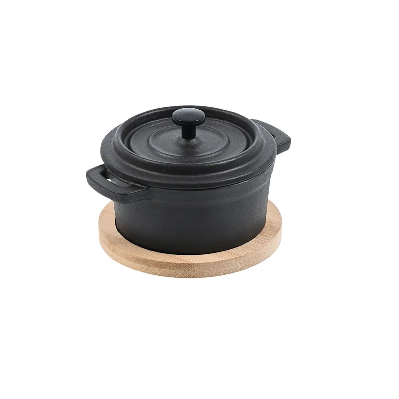 Κατσαρολάκι Μαντεμένιο Με Βάση Bamboo Iron Estia 12,5x11,5x8εκ. 01-18696 (Υλικό: Μαντέμι) - estia - 01-18696