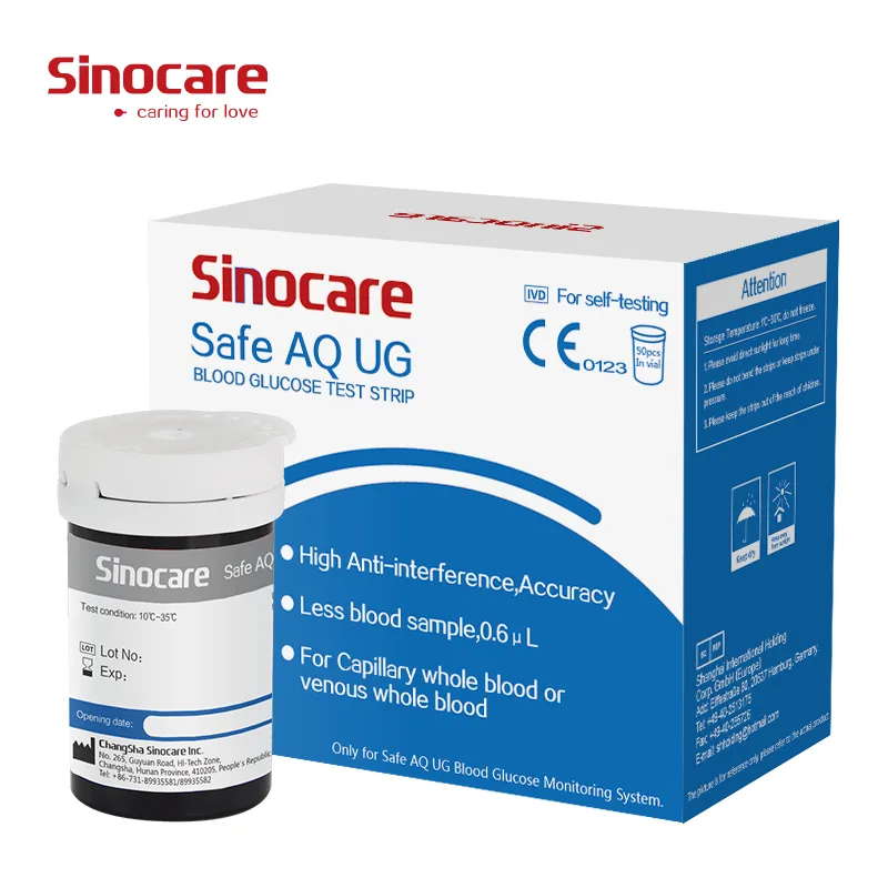[50pcs] Sinocare Glucometer Glucose Test Strips with free lancets | Safe AQ UG