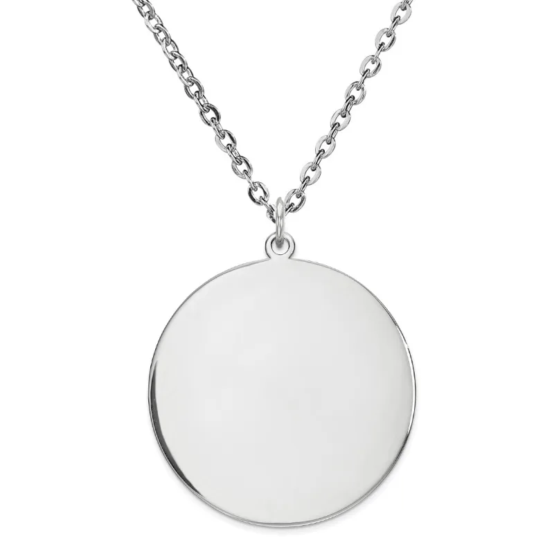 Jt Unisex ατσάλινο κολιέ φλουρί με επιλογή χάραξης Ασημί