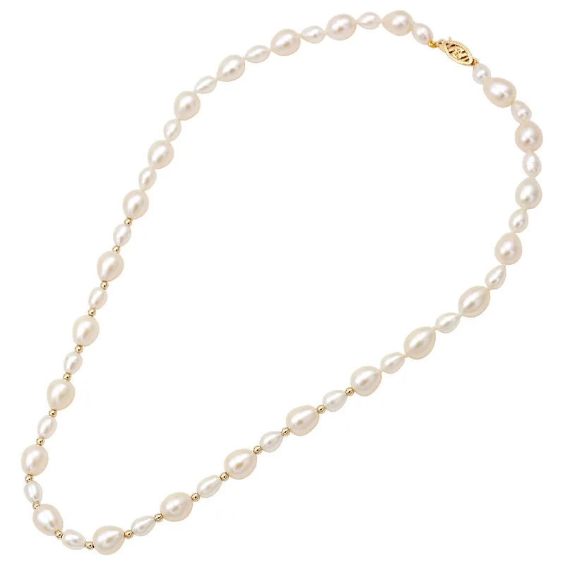 Κολιέ με Οβάλ Μαργαριτάρια Fresh Water Pearl και Χρυσό 14Κ