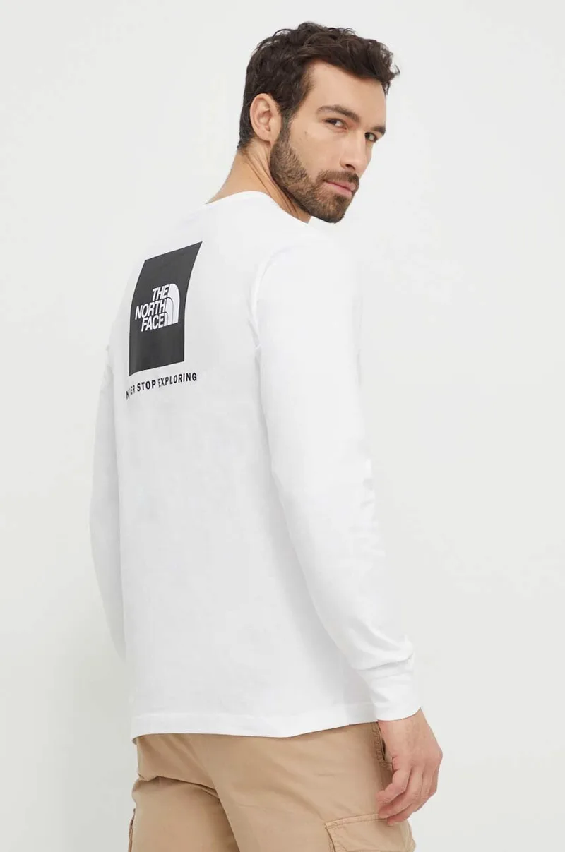 Βαμβακερή μπλούζα με μακριά μανίκια The North Face M L/S Redbox Tee